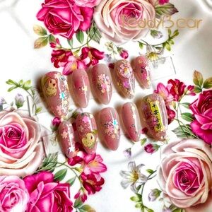 🌺 Floral Chikorita 🌺 ฅ՞•ﻌ•՞ฅ PressOn Nails